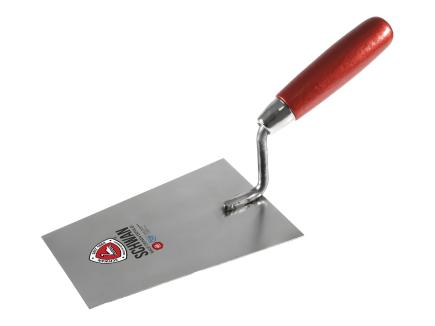 Tiroler Stukkateurkelle | G-Hals, gehärtet, Handwerkerqualität (Schwan) 180 mm | rostfrei | Holzheft