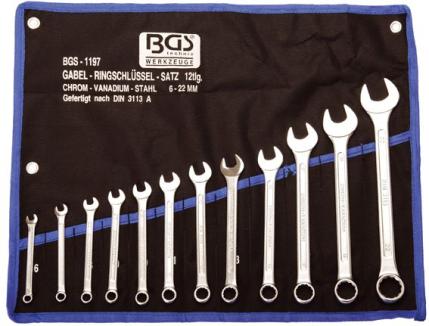 Maul-Ringschlüssel-Satz  | 12 Teile, SW 6 - 22 mm, CV-Stahl (BGS) 