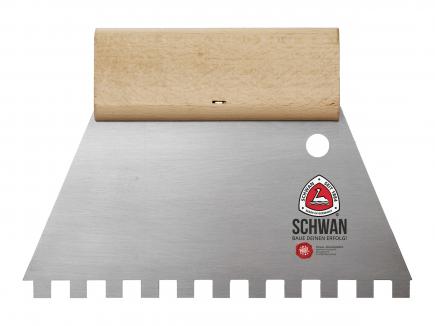 Kleberspachtel / Zahnspachtel | Breite 180 mm, gezahnt, Holzheft (Schwan) 8 x 8 mm