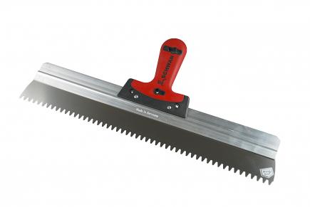 Profi Fassadenspachtel | gezahnt, Blattstärke 0,6 mm, Breite 500 mm, Aluhalter (Schwan) 