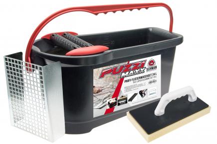 Profi-Fliesenwaschset | 4-teilig, offene Doppel-Noppenwaschrolle mit Metallachse (Schwan Puzzi Maxx) 