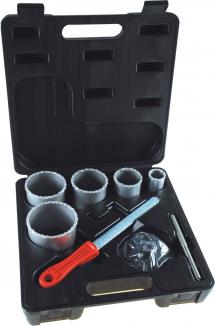 Bohrkronen-Set | 8 Teile, Ø 33 - 83 mm, Wolfram-Carbid, inkl. HM-Feile (Schwan) 