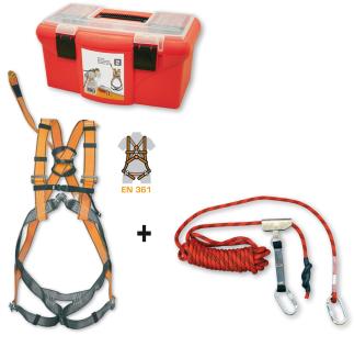 Fallschutz-Set / Absturzsicherung für Dachdecker | 2-teilig + Koffer, EN 361 / EN 353-2 