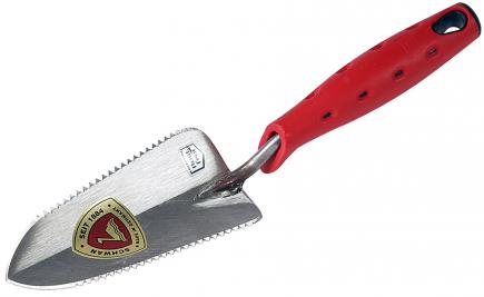 Pflanzschaufel "Wurzelsepp" | mit Sägezähnen, rostfreier Edelstahl, Softgriff (Schwan) 