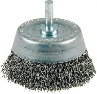 Topfbürste für Bohrmaschinen | Stahldraht, gewellt (Schwan) Ø 50 mm