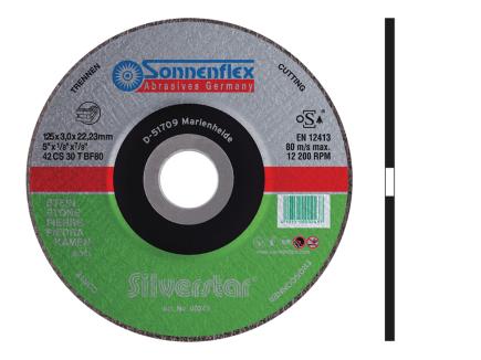 Trennscheibe für Natur- und Kunststein, Schiefer, NE-Metalle | schnell trennend (Sonnenflex Silverstar) Ø 180 x 3,0 mm
