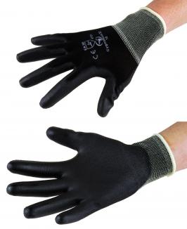 Feinstrickhandschuhe | 12 Paar, PU-beschichtet, atmungsaktiv Gr. 9