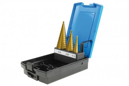 HSS Stufenbohrer Satz | 3-teilig, Titan-nitriert 