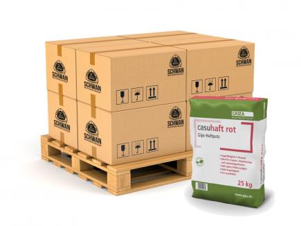 Gips-Leicht-Haftputz | für Küchen & Bäder, Handverarbeitung, 1 Palette / 1.000 kg (Casea casuhaft rot) 