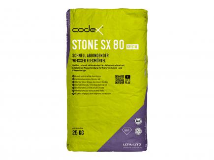 Flexibler Dünnbettmörtel / Fliesenkleber S1 für Naturstein | weiß (codex Stone SX 80 Cristal) 