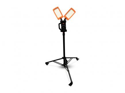 LED-Akku-Baustellenstrahler | Multi-Akku, 2 x 50 W, 1.200 lm, 6.500 K, mit Stativ (LumX MT-100) 