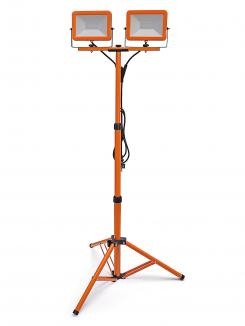 LED Baustellenstrahler | 2x 30 W, 5.000 lm, mit Stativ, schwenkbar (LumX LED FT-60) 