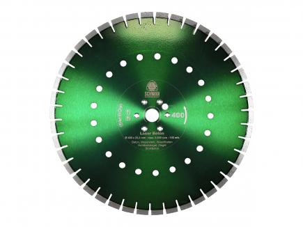 Diamant-Trennscheibe für Beton, randnah | Ø 400 x 25,4 mm, SB 2,4 mm, SH 10,0 mm (Schwan Laser Beton / "Block-Cut") 