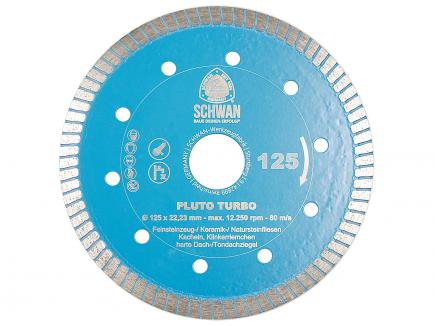 Diamant-Trennscheibe für Feinsteinzeug | Ø 125 mm, extra dünnes Blatt  1,2 mm (Schwan  PLUTO/Turbo) 