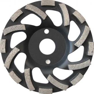 Premium Diamant-Schleifteller | SOFT Type - für abrasive Baustoffe, Ø 125 x 22,2 mm, Wechselsegmente kurz/lang (Schwan) 