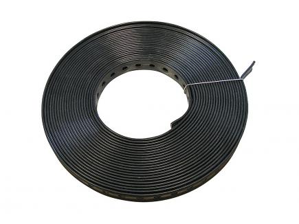 Montagelochband kunststoffbeschichtet | 10 m Rolle, Breite x Stärke 19 x 3,0 mm,  Loch: Ø 6,5 mm 