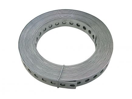 Montagelochband verzinkt | 10 m Rolle, Breite x Stärke 17 x 0,75 mm, Loch: Ø 6,5 mm 