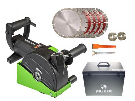 Mauernutfräse / Schlitzfräse | Set inkl. 6 Premium-Diamantscheiben + Distanzscheibensatz (Eibenstock EMF 180.2) 