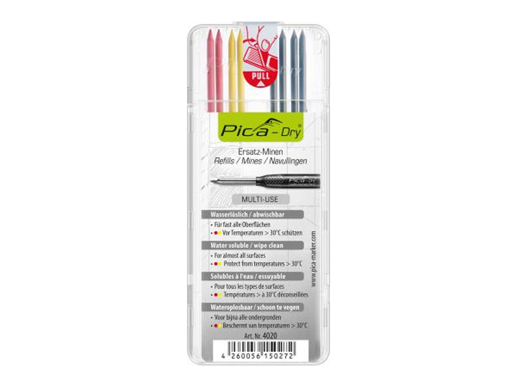 Pica Grau/Rot/Gelb Ersatzminen -Marker 4020 2B 8 Stück - Image 4