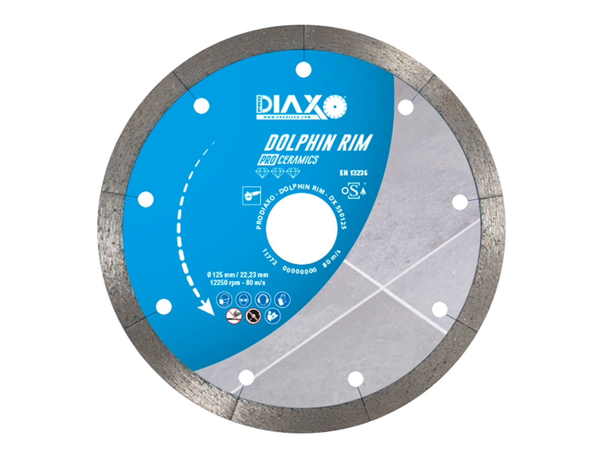 Diamant-Trennscheibe für Fliesen &  Feinsteinzeug | Vollrand (Prodiaxo Dolphin Rim / Pro Ceramics) Ø 125 x 22,2 mm x 1,2 mm