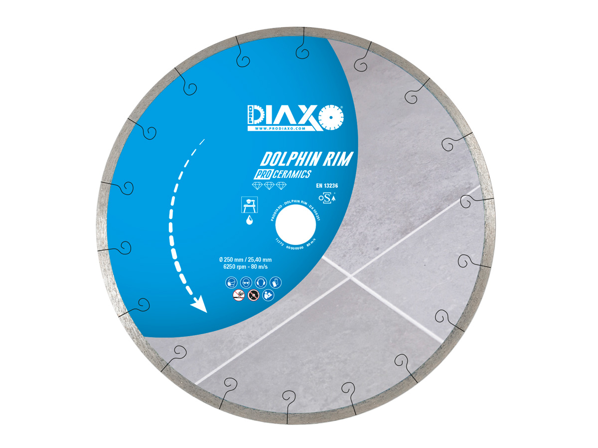 Diamant-Trennscheibe für Fliesen &  Feinsteinzeug | Vollrand (Prodiaxo Dolphin Rim / Pro Ceramics) Ø 250 x 25,4 mm x 1,6 mm